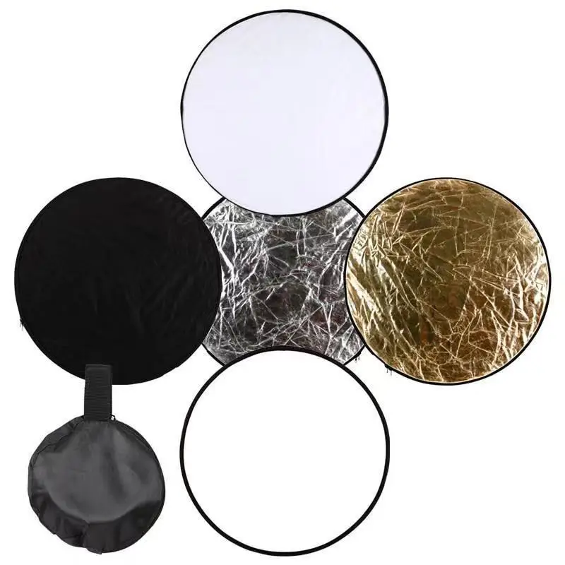 RF01 24" Reflector 2in1 30CM 60CM 80CM 110CM Silver White Gold Portable Collapsible Soft Light Round Photography for Studio 5in1 photography reflector