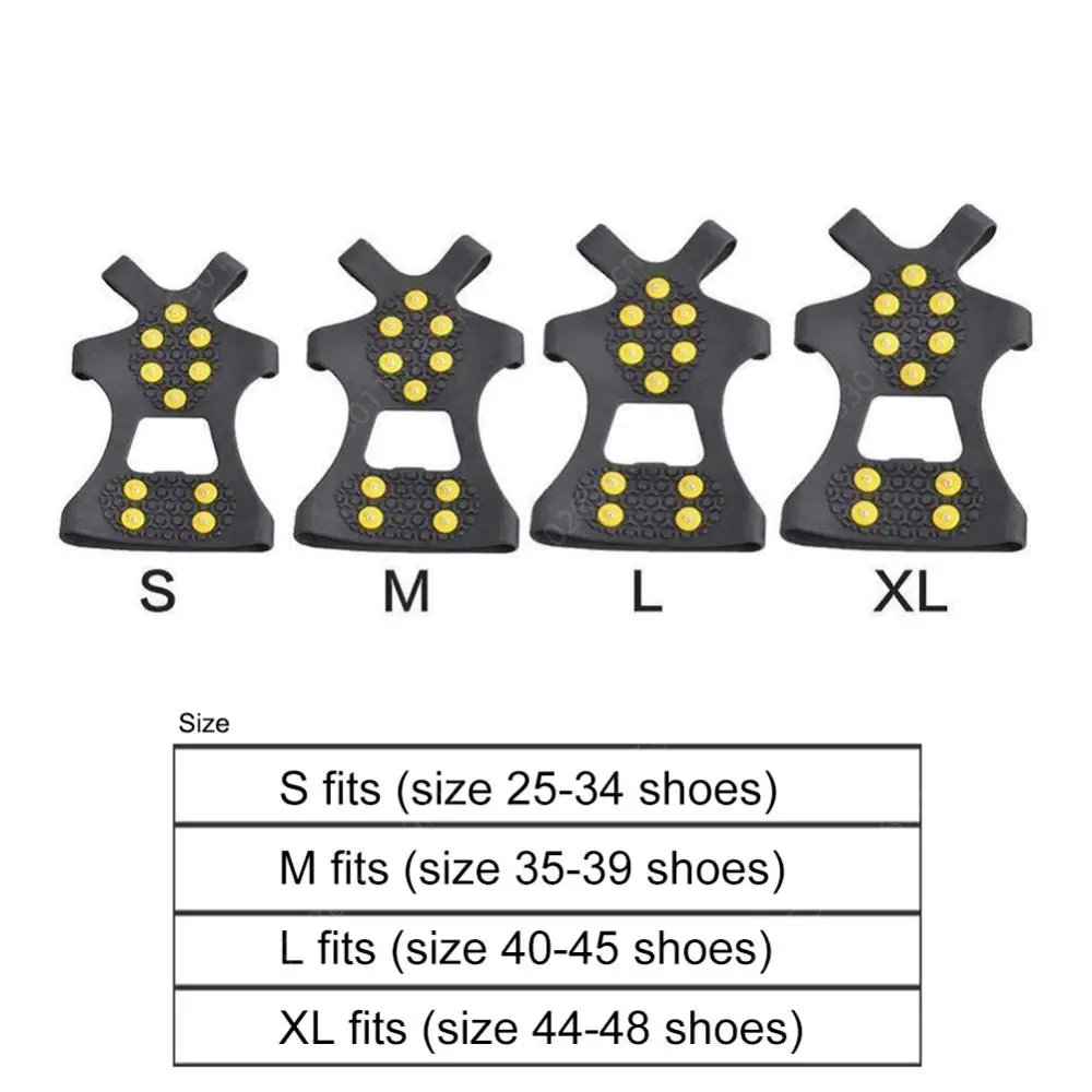 Ice Gripper Spike Climbing Crampons 1Pair 10 Studs Snow Ice Gripper Climbing Shoe Spikes 25-48 Size Anti-Skid Cleats Overshoes