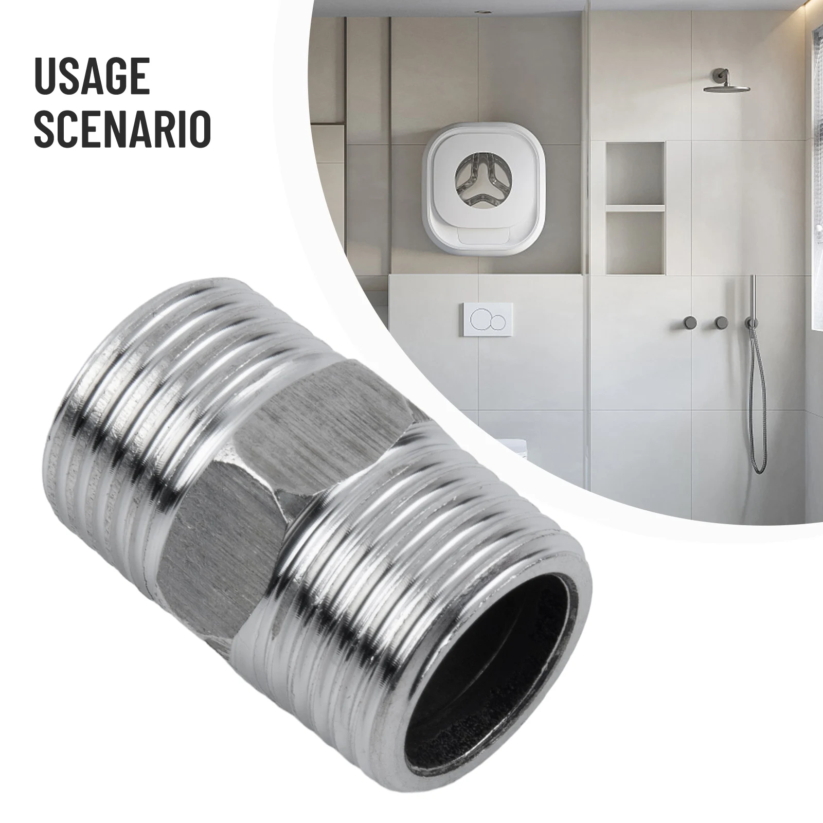 Universal G1/2 Chrome Stainless Steel Length Extender Shower Connector For Extra Long Hose For Bathroom Toilet Bidet Shower 3