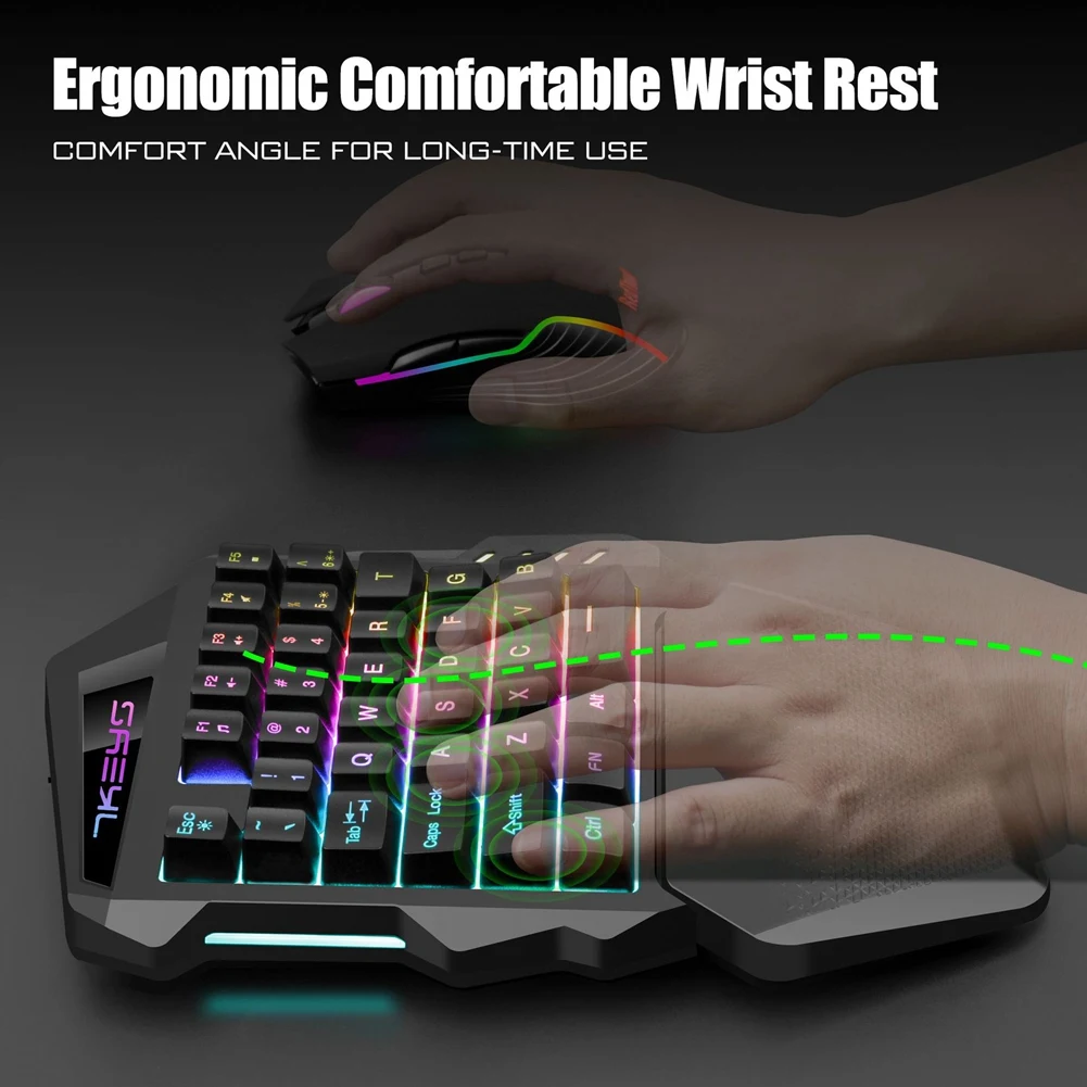 

Механическая Беспроводная игровая клавиатура с RGB подсветкой одной рукой, портативная мини-клавиатура, игровой контроллер для ПК, PS4, Xbox, геймера