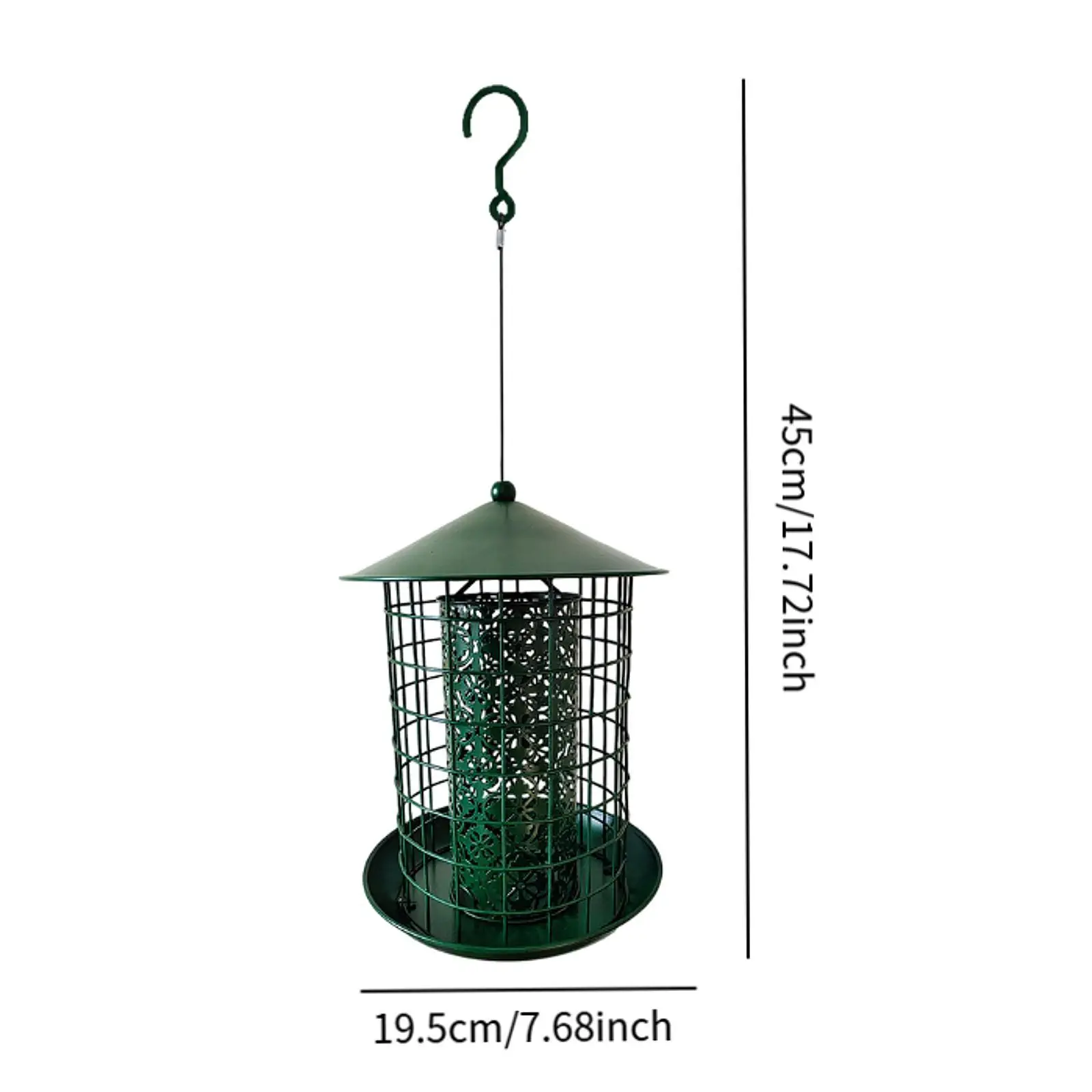Metal Hanging Bird Feeder Green Birds Feeder,Rainproof Squirrel Proof Birdfeeder Bird Feeding for Outside,Lawn Balcony Garden