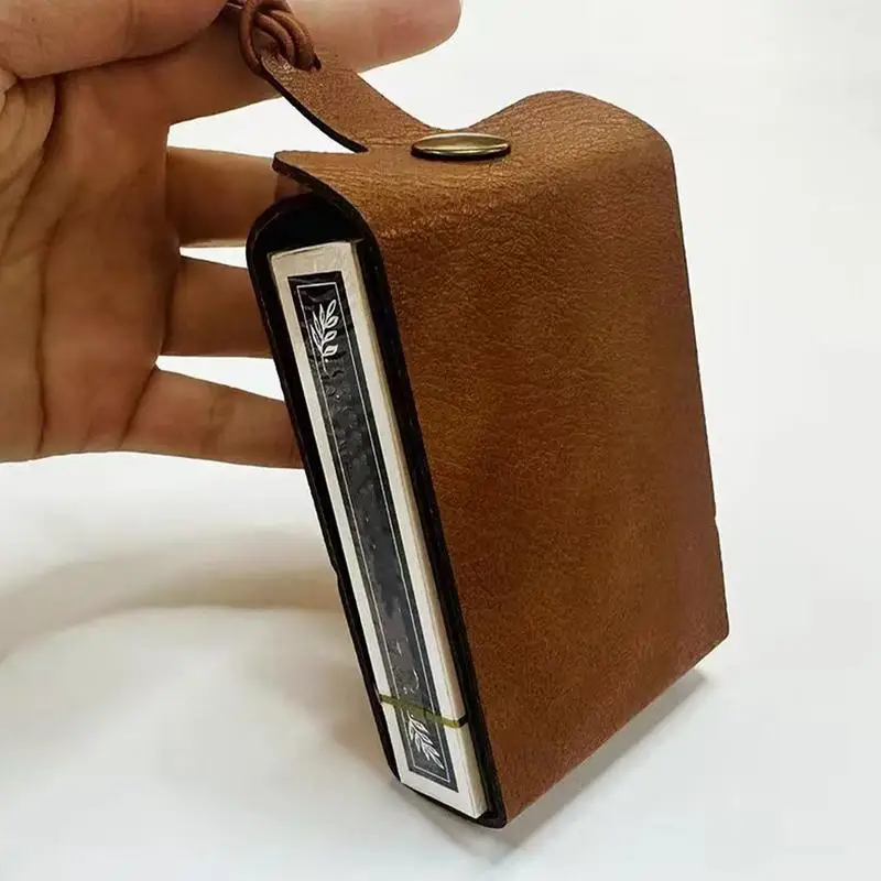 Folding Cribbage Board Game Set Fun Table Game with Wooden Board Faux Leather Case Classic Cribbage Game with Full Deck of Cards