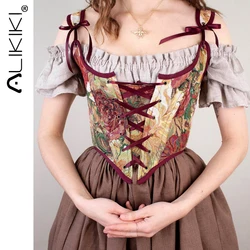 Women's Lace Up Boned Overbust Corset Underbust Push Up Floral Bustier Crop Top Slim Fit Camisole Body Shaper Tank Bodice