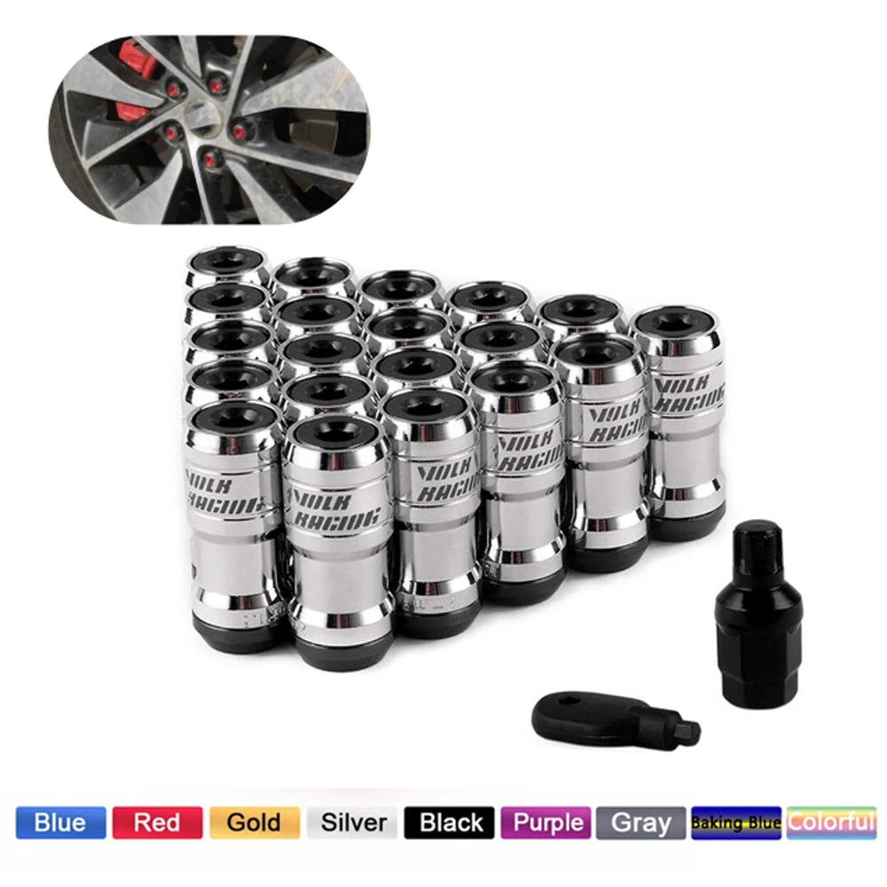 Car Accessories Wheel Nut Caps Auto Fasteners Auto Accessories Wheel Nut Covers Bolt Nut Covers Wheel Bolt Lock Volk Racing Concealed Heptagon Formula Steel Wheels Lock Lug Nuts Acorn Rim Close End M12x1.25 M12x1.5 Burning Blue 20Pcs/Set