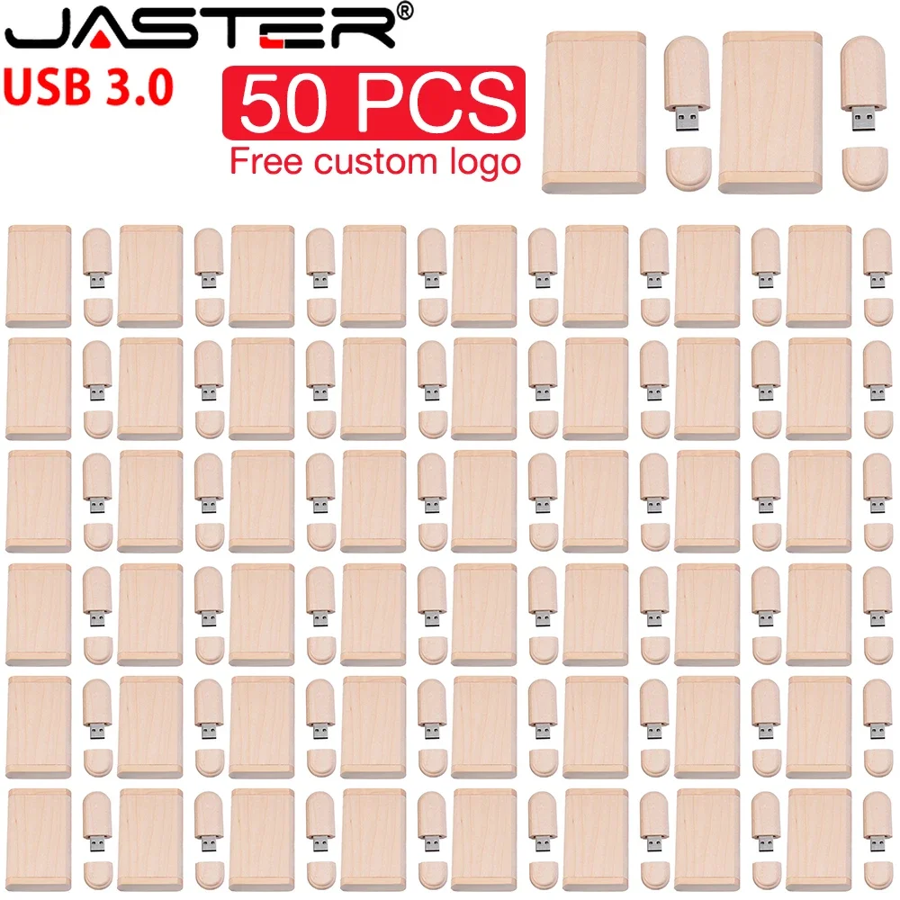 JASTER USB FLASH DRIVE Wooden Box Set, USB 3.0 128GB 64GB 32GB High Speed 50PCS Lot