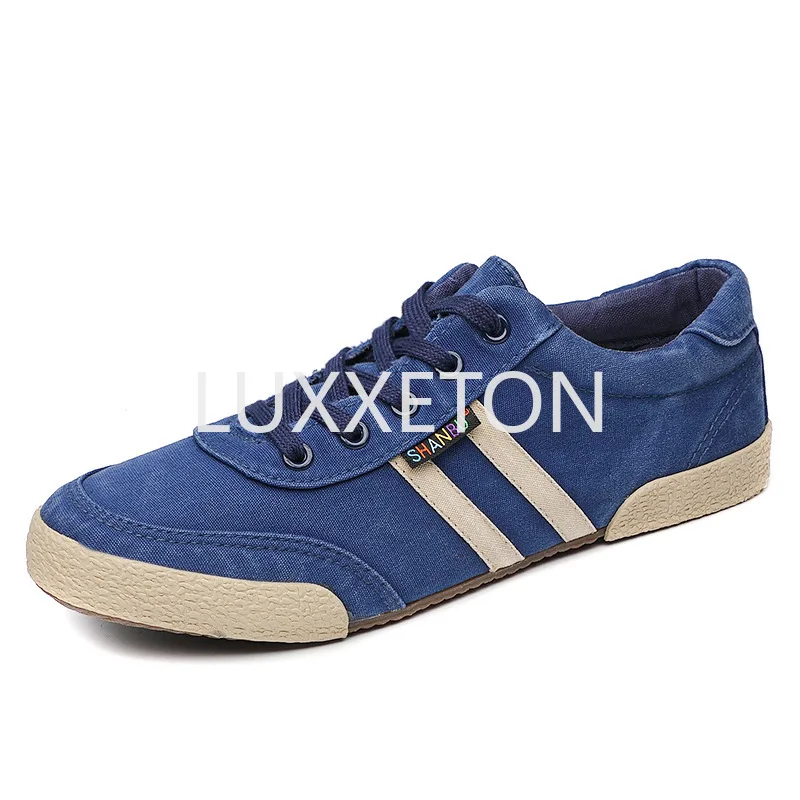 2024 Autumn New Men's Low Top Canvas Shoes Korean Edition Classic Student Casual Flat Bottom Lacing Breathable Board Shoes 5