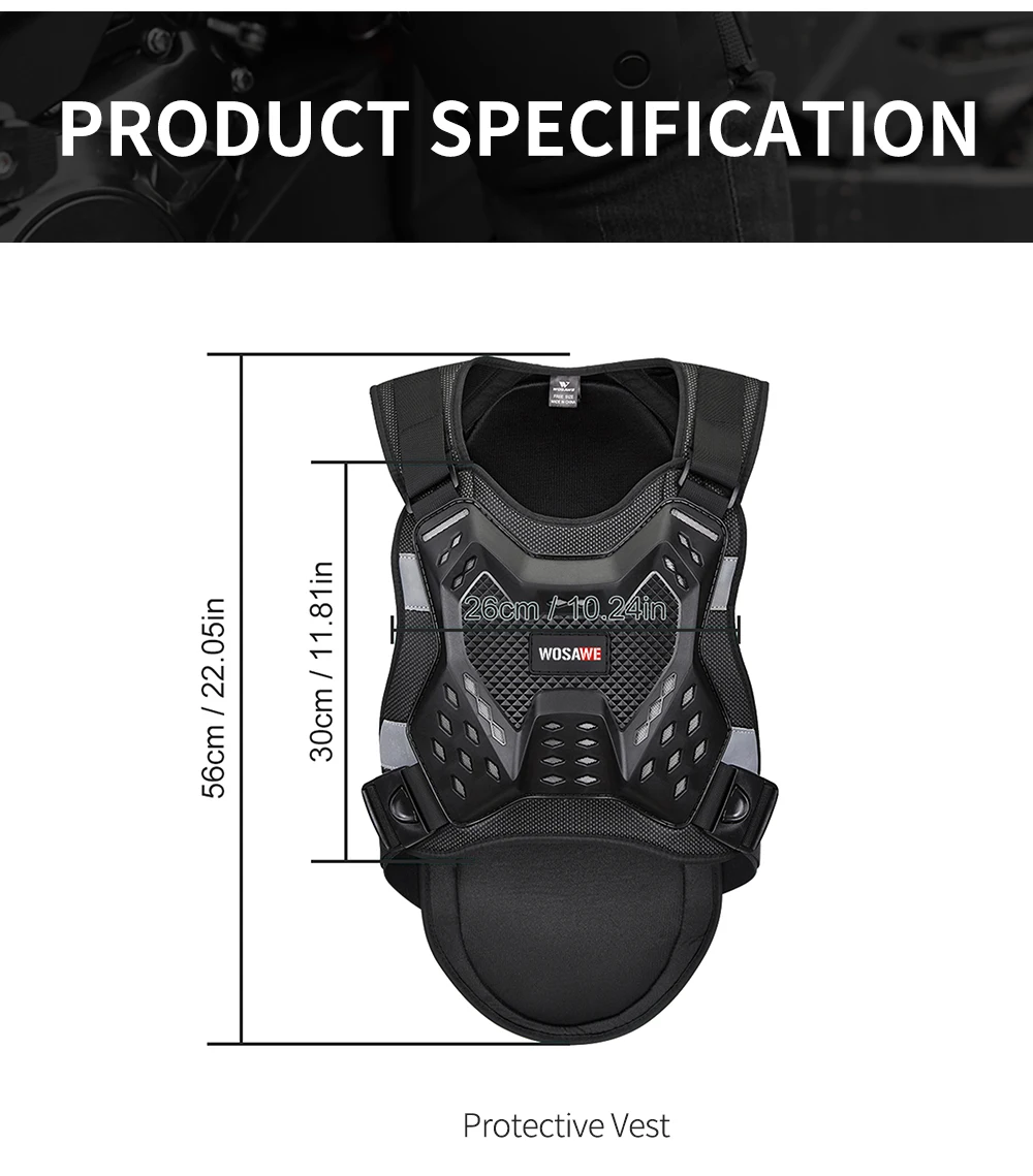 WOSAWE Motorcycle Armor Motorcycle Body Armor Body Protector Motorcycle Armor Vest Motorcycle Jackets Adult Motorcycle Armor Snowboard Spine Chest Body Protection MTB Motocross Racing Protective Vest Jackets Back Protector