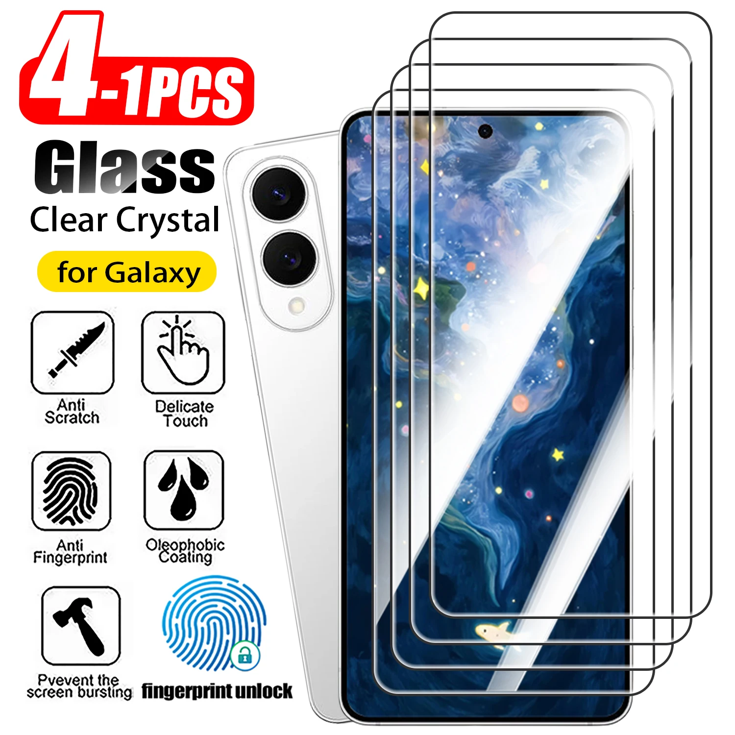Premium Tempered Glass Screen Protector (1-4 Pack) for Samsung Galaxy Series