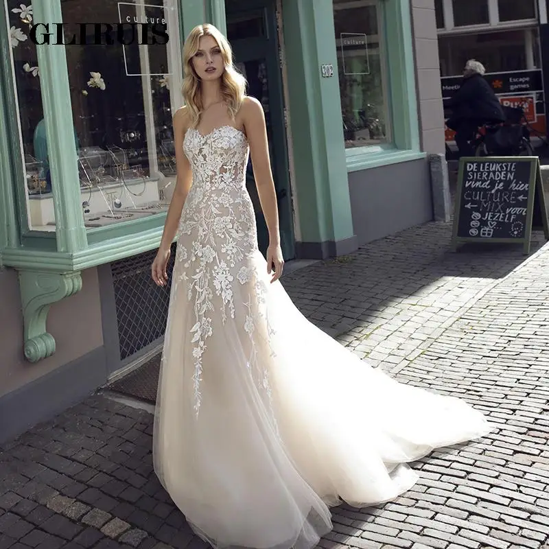 

New Arrival Sweetheart Mermaid Wedding Dress 2022 Zipper Back Bridal Gown with Sweep Train Robes De Mariage