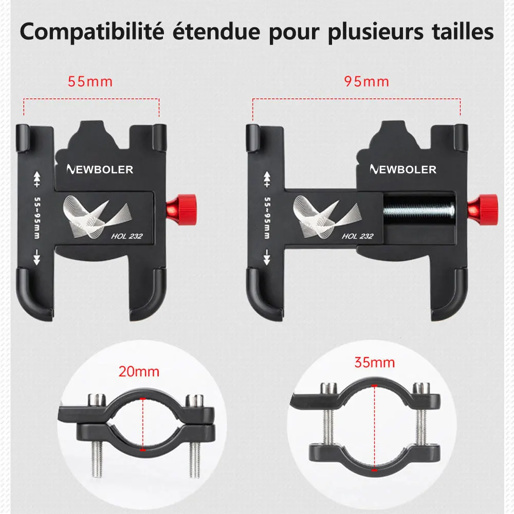 NEWBOLER MTB Phone Mount 360° Rotatable Aluminum Bike Holder - Image 2