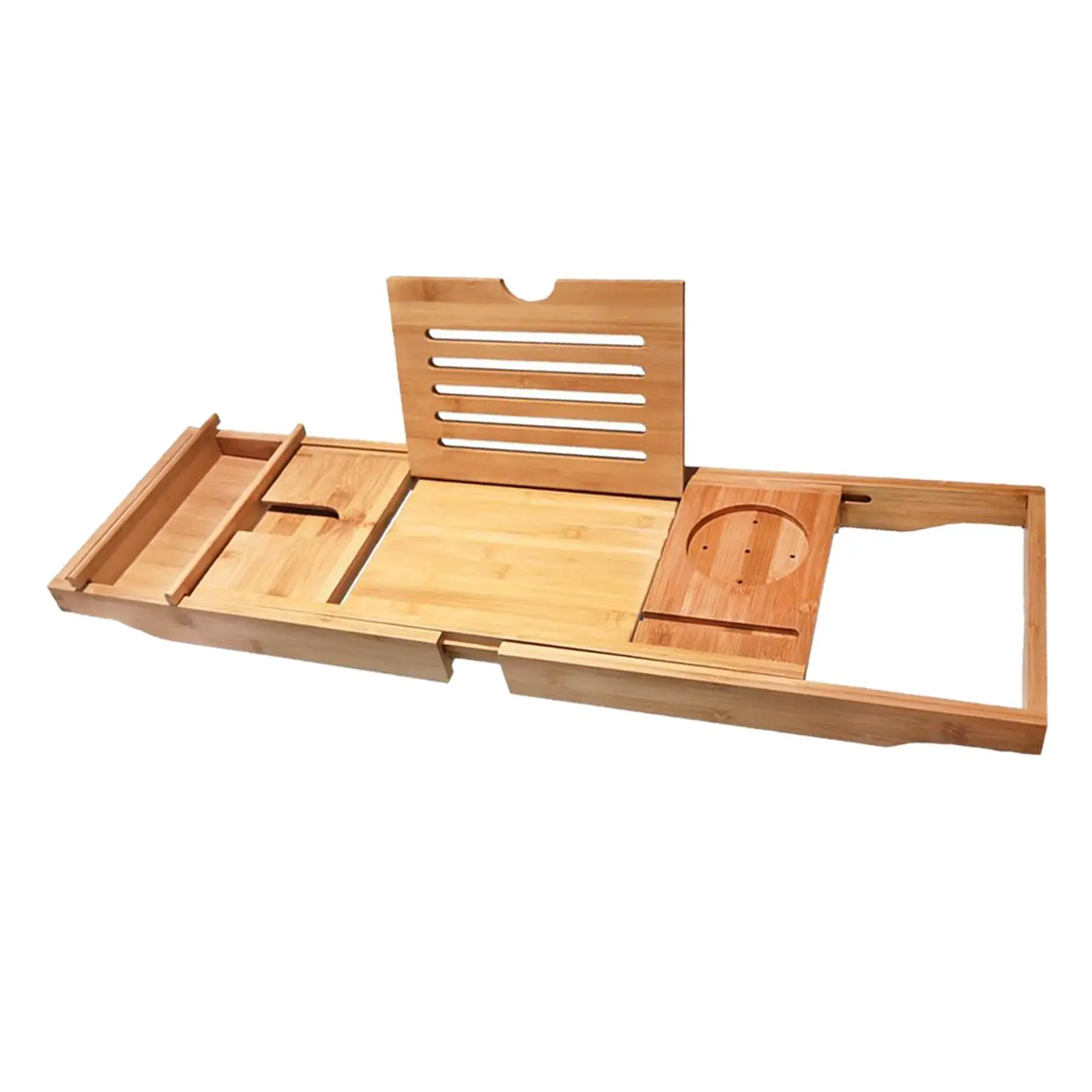 Expandable Premium Bamboo Bathtub Caddy Tray Shower Storage Rack phone Bath Tub Holder Drinks Tray Non Slip