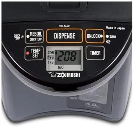 CD-NAC40BM Micom Water Boiler and Warmer (4-Liter, Metallic Black) Easy to Use Optional Quick Temp Mode for 160-deg-F