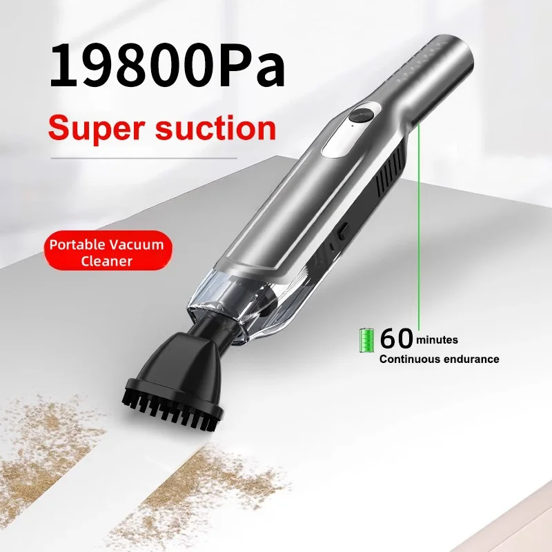 Wireless Car Vacuum Cleaner 19800Pa 80W Mini Handheld Strong Suction Cleaning Machine Appliance Cleaner for Home Office Car