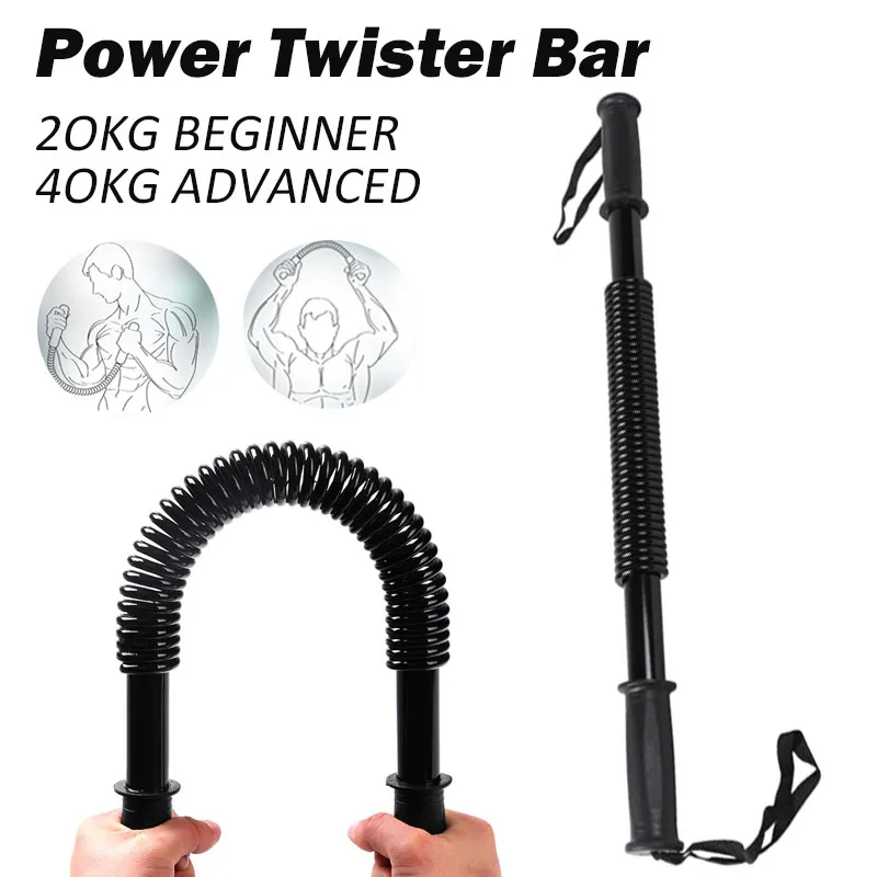 Spring Power Twister Bar Heavy Duty for Muscle Pulling Arm Upper Strength Training Workout Heavy Duty 20KG/40KG/44lbs/88lbs arm strength trainer fitness spring stick
