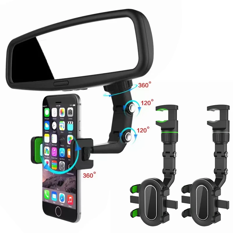 Car Phone Holder Multifunctional 360 Degree Rotatable Auto Rearview