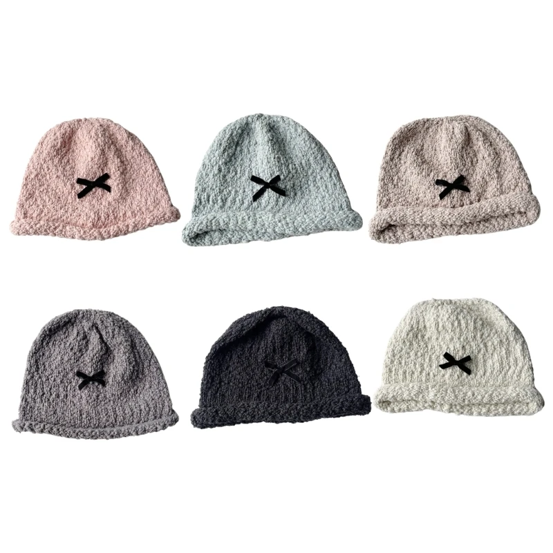 

Winter Knit Beanie with Bowknot for Teens Keep Warm Protecting Ear Hat Windproof
