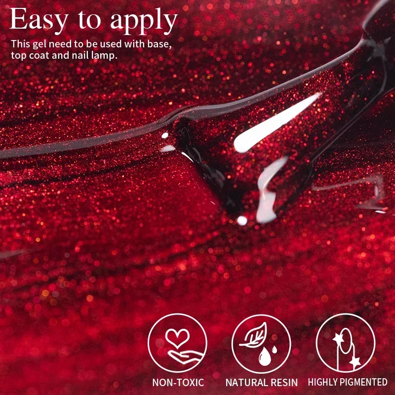 7.5ML Super brillant rubis rouge chat Gel magnétique vernis à ongles vin rouge oeil de chat Gel tremper Semi-Permanent vernis à ongles pour manucure 4