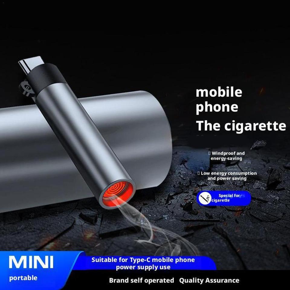 Type-C Mini Cigarette Lighter Without Built-In Battery Portable Low Consumption Lighter Windproof And Energy Saving For Outdoor