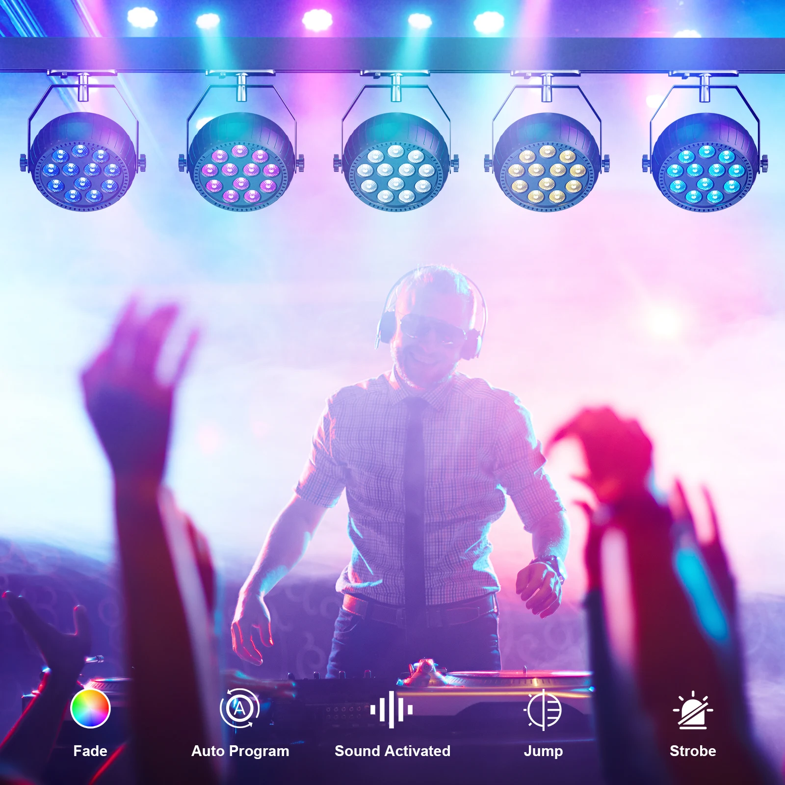 Somspot Mini RGB LED Par Lights Stage Lighting 3