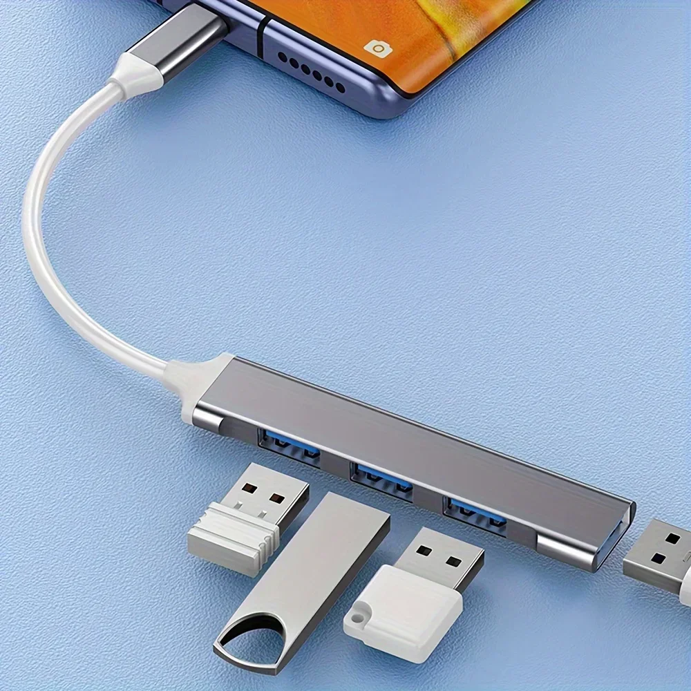 4포트 USB 허브 타입-C 멀티포트 스플리터 OTG 어댑터, 스마트폰, 안드로이드 폰 및 태블릿에 적합 - USB 2. 0