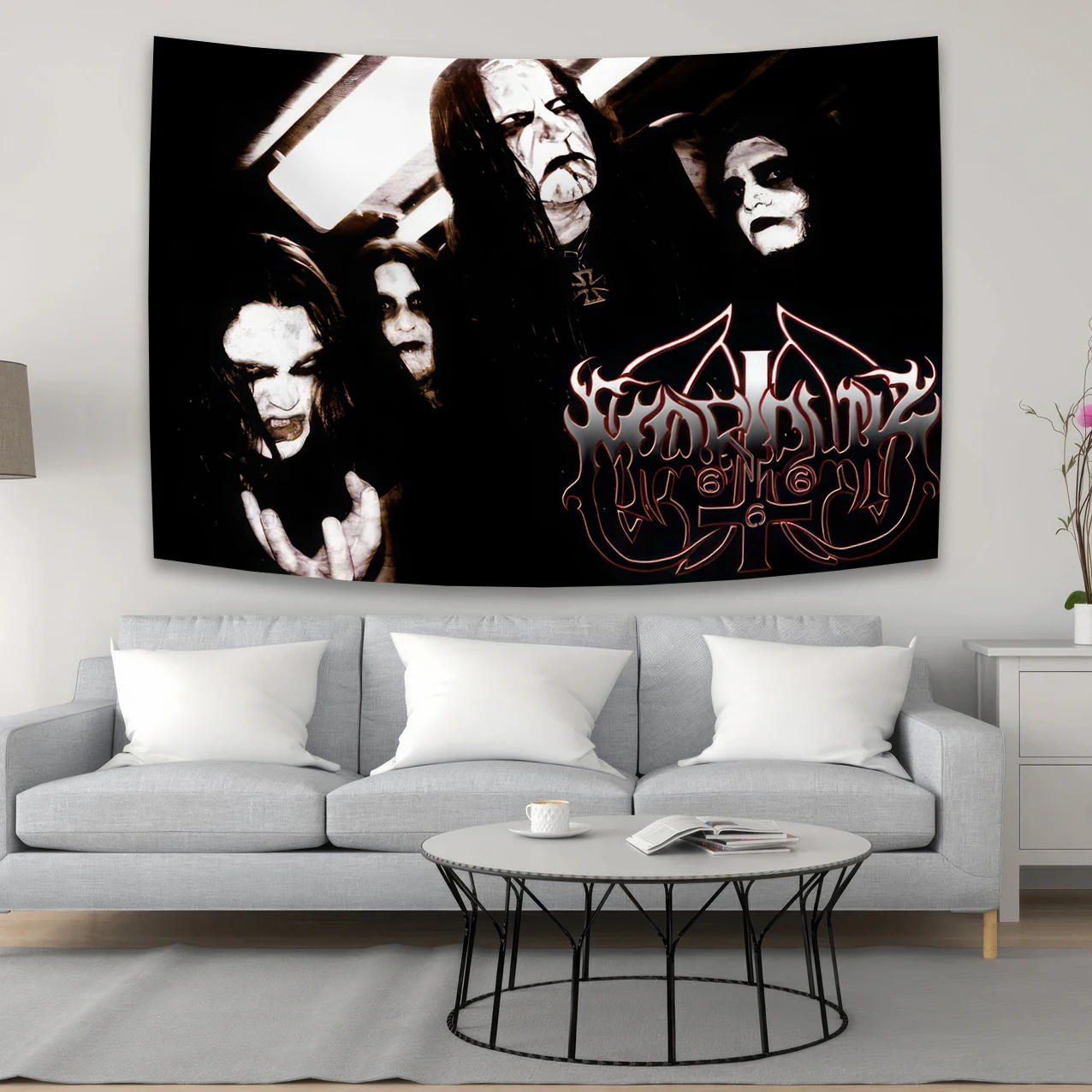 90X150CM Dark Metal Band Marduks Tapestry Hanging Art Printed Black Gold Band Flags Banner Bar Cafe Hotel Decor