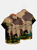 Hawaiian Cowboy Men's Shirt Cool 3D Digital Print Plus Size Western America Men's Top With Pocket Vintage Style Summer Outerwear 1