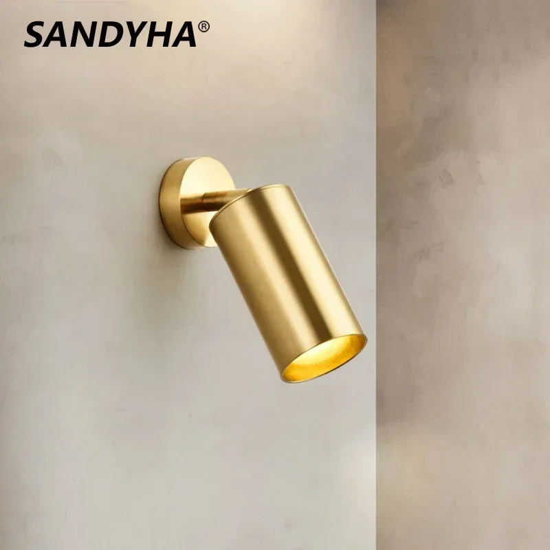 SANDYHA Nordic Modern Simple Lighting Style 360 Degree Rotating Spotlight Surface Mounted Gold Ceiling LED Pendant Wall Lamps
