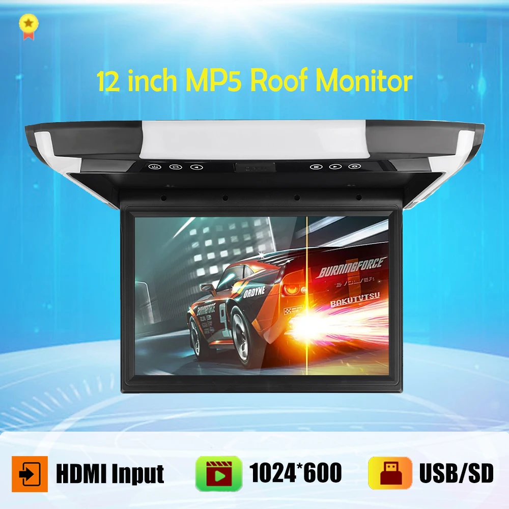 

11'' 12.1'' Flip Down Monitor 1080P HD Player FM HDMI Ultra Thin Car DVD Player 2-Way Video Input Car Roof Mounted LCD Monitor