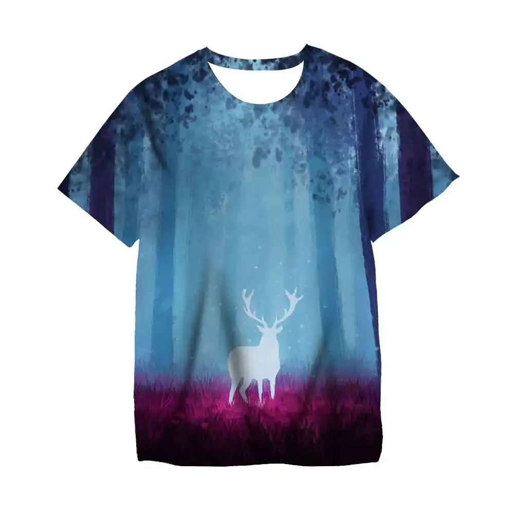 New Summer Deer Men's/women's Fashion Slim T-shirt 3D Printing T