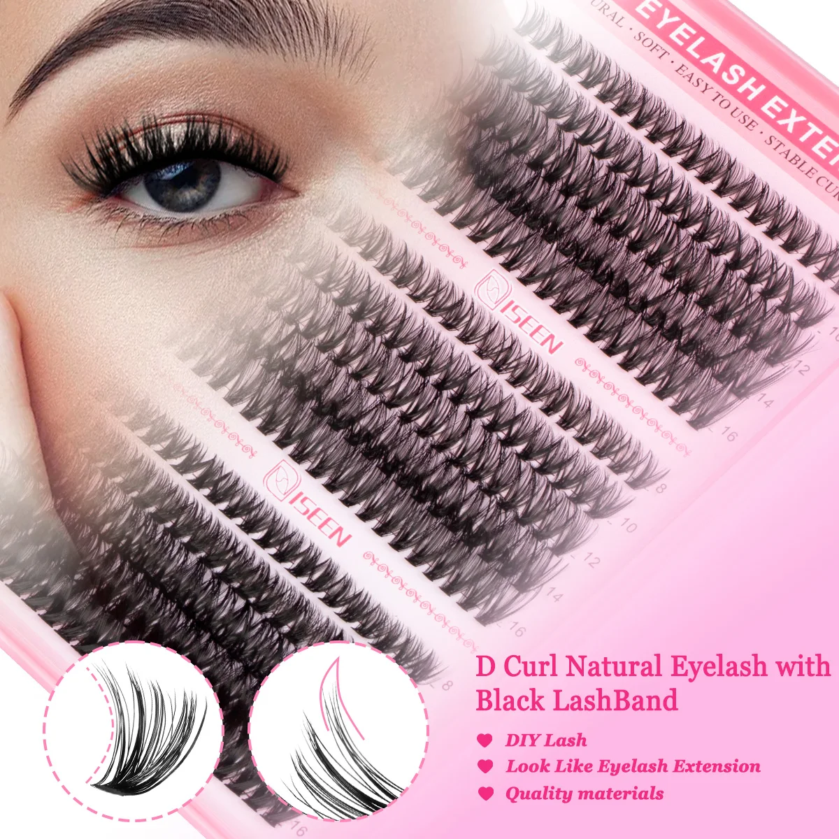 False Eyelashes Set with Lash Glue Adhesive for Natural Style