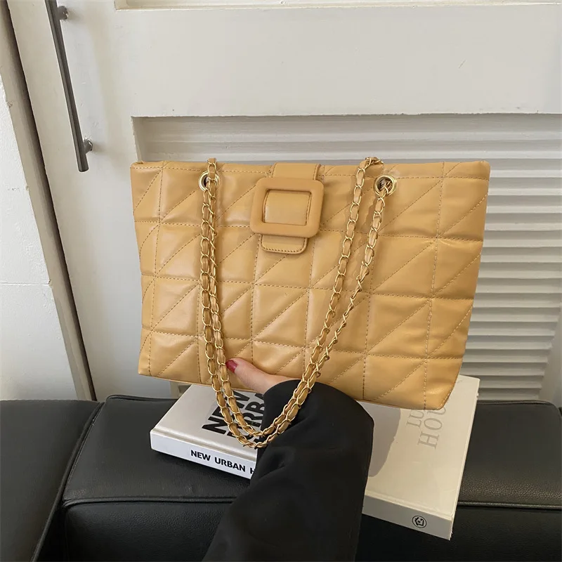 High-Grade Tote Bag Female 2023 Chic Rhombus Chain Bag Niche Commuter Shoulder Bag Tote Bags for Women Underarm Handbag