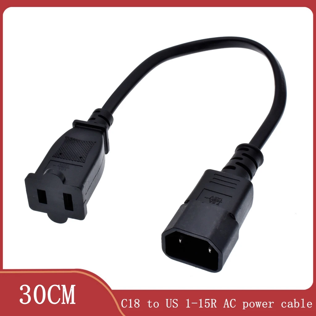 IEC 320 C18 Male Plug to USA 2Pin Female Socket Power Adapter Cable,C14