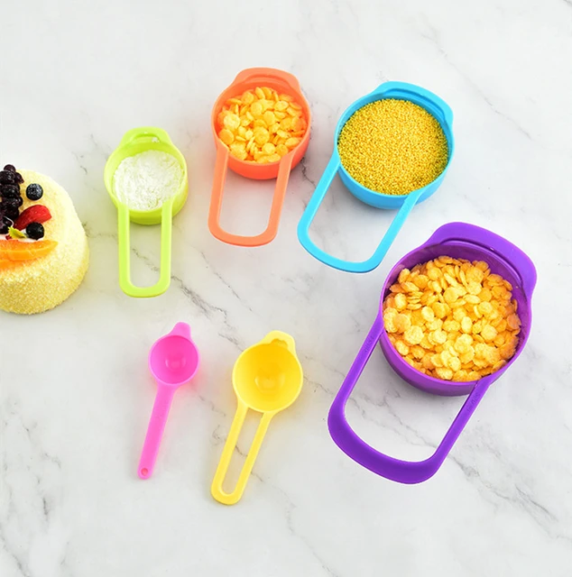 6/12Pcs Measuring Cups and Spoons Plastic Double Scale Spoons Flour Measuring  Cups Cooking Baking Tools Set Kitchen Accessories - AliExpress