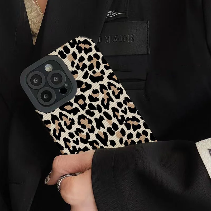 Creative Leopard Cow Silicone Leather Case For iPhone 16 15 14 13 17 Pro Max Air 11 12 Mini  Soft Shockproof Cover — view 6