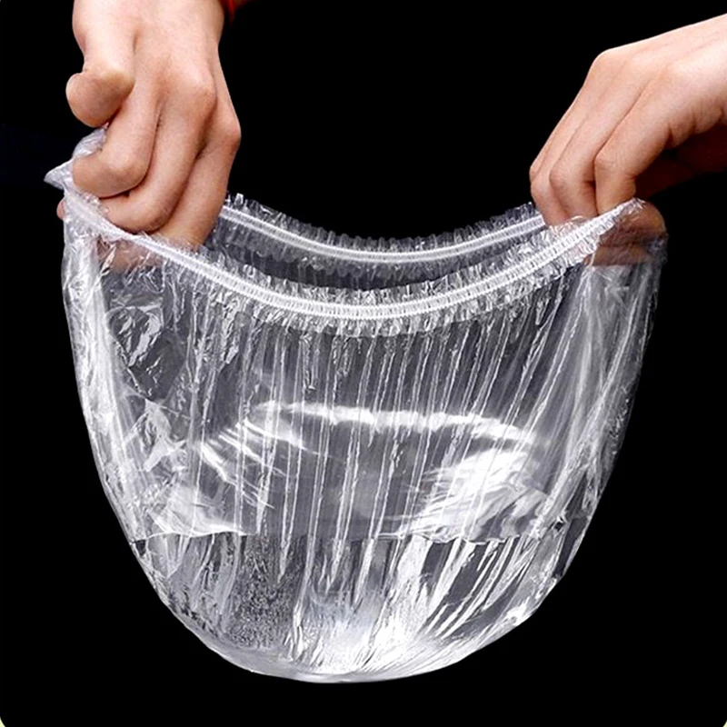 Disposable Food Storage Cover Elastic Fresh Food Covers Stretch Wrap Bowl Dish Food Cover Fresh Keeping Plastic Bags Shower Cap