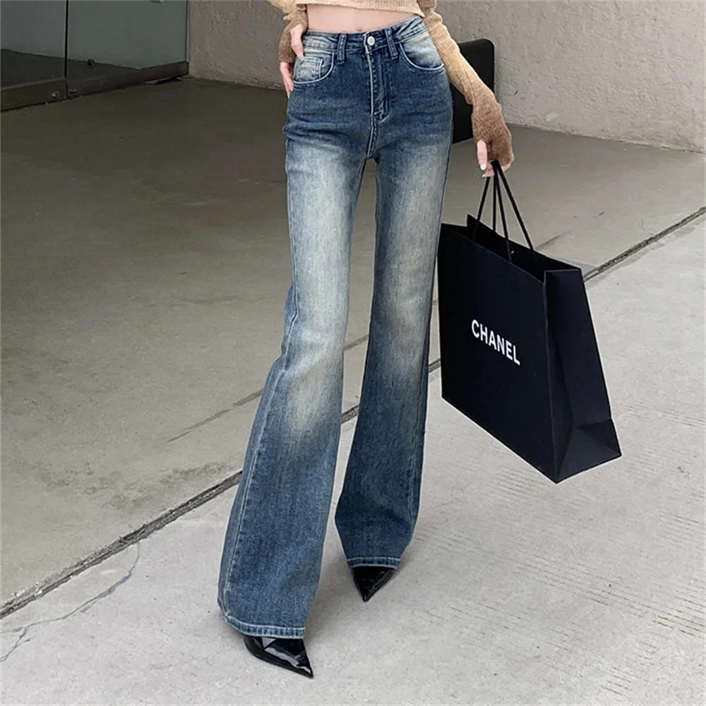 

High Waist Flare Pants Women Light Washed 2023 Spring Slim Office Lady Mujer Cowboy OL Fashion New Chic All Match Denim Jeans