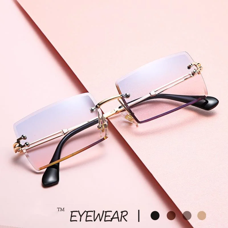 Lunettes de soleil sans cadre, dégradé carré, pièce d'océan, à la mode, pour célébrités d'internet, Photo de rue, nouvelle collection_voghion.com