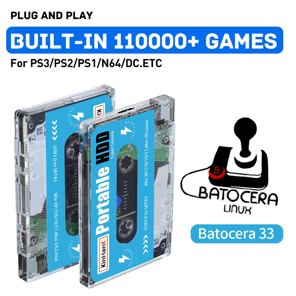 500g Hdd Mobile Hard Disk Built In Games 70 Emulators Smooth Running Ps3 Ps2 Ps1 Ss Dc Etc Suitable For Win7 8 10 11 Accessories Aliexpress