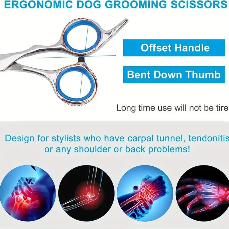 Dog Grooming Scissors Kit Premium Safety Round Tip Stainless Steel Shears For Dogs & Cats