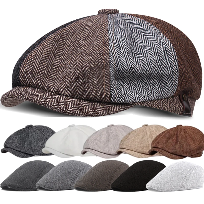 Boinas De Pana Para Hombre - Gorro Beret Francés Ajustable, Estilo Retro Clásico Para Invierno Y Exterior (Talla 55-60 Cm)