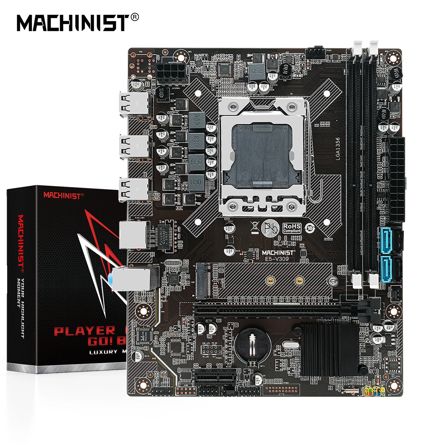 MACHINIST 마더보드 LGA 1356 CPU 지원, 인텔 제온 E5 시리즈 프로세서, DDR3 REG ECC NON ECC ...