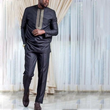 Alternative view of Deji 2 Piece Embroidered Dashiki Long Sleeve Outfit
