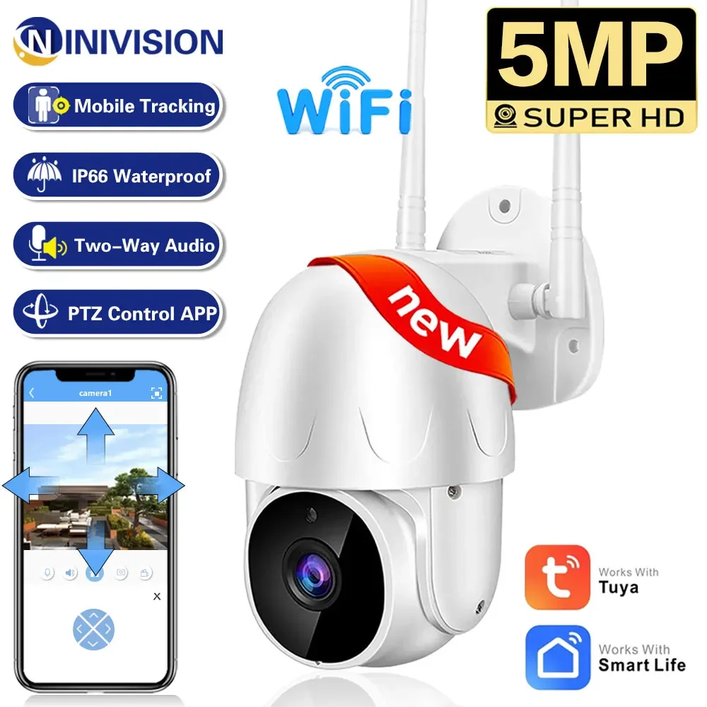 

Mini Tuya Smart Home Life WiFi Camera Cloud 5MP Auto Tracking PTZ Camera Outdoor Alarm CCTV Home Security Max 128G TF Card Cam