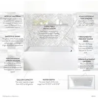 60-Inch Contemporary Acrylic Bathtub with Right Hand Drain and Overflow Holes Acrylic Construction Effortless Installation 2