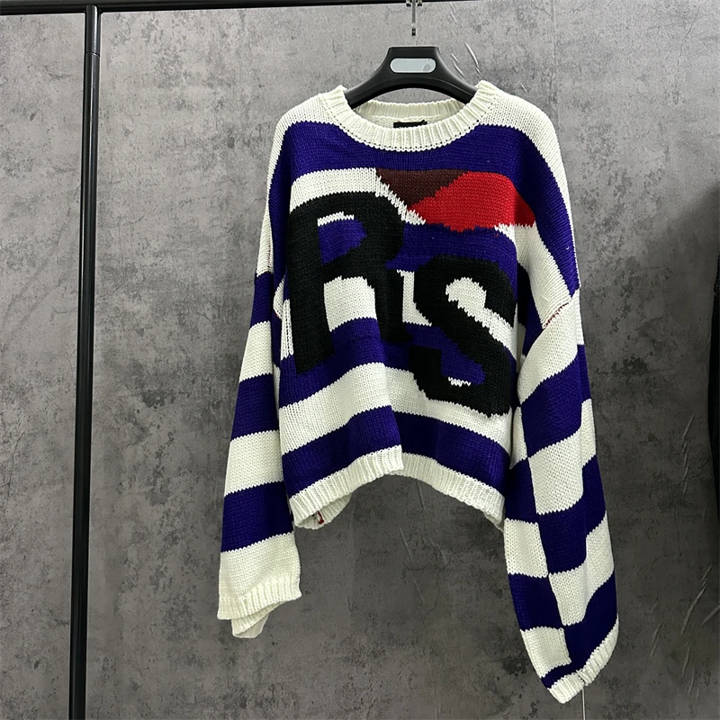 2023fw RAF SIMONS RS Sweater Men Women 1:1 Top Quality Round Neck Bat Shirt Sleeve Knit Sweatshirts