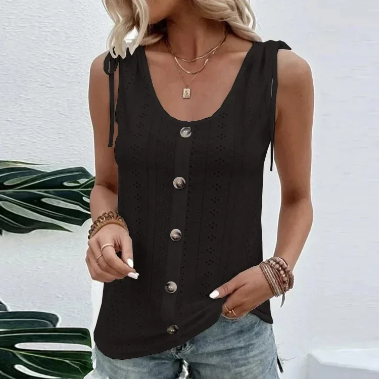 

2024Spring/Summer 2023 cross-border Amazon independent station wish new sexy casual womens pure color U-neck vest gray22