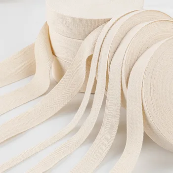 Nastri beige 10/15/20/25/30/40/50/60mm Larghezza Nastro in twill di cotone Bias per borsa Tessili per la casa Fatti a mano Mestiere Forniture per cucire