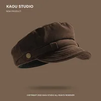 Japanese Solid Color Retro Suede Flat Top Painter Hat Autumn and Winter Men's and Women's British Casual Temperament Newsboy Cap 4