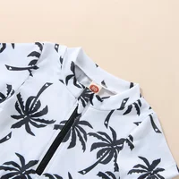 Newborn Baby Infant Boys Swimsuit with Hat Cartoon Tree Print Short Sleeve Round Neck Half Zipper Jumpsuit Bathing Suit 4