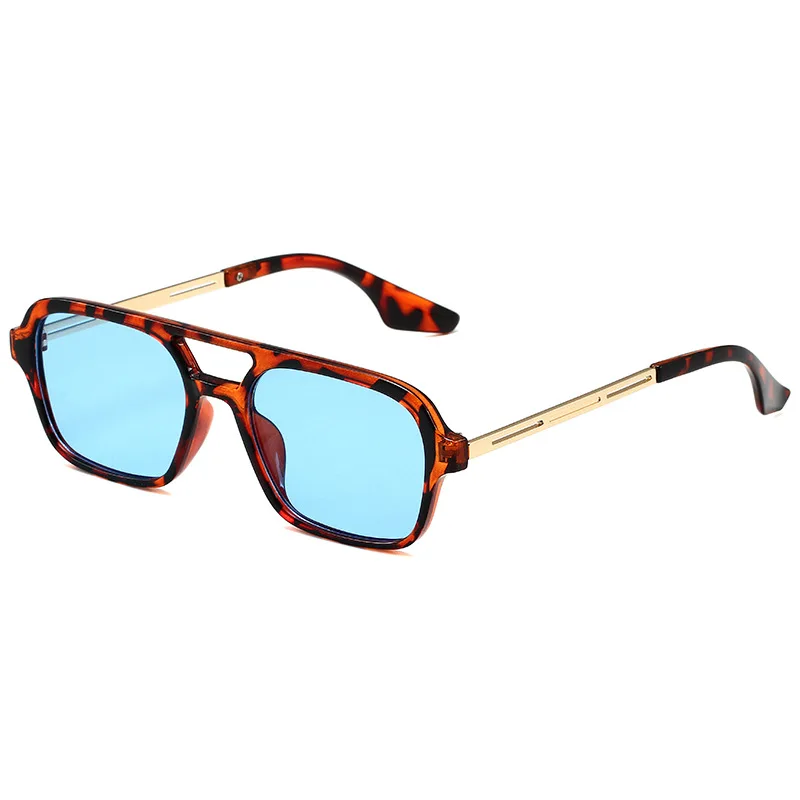 

Retro Double Bridges Women Pilot Sunglasses Fashion Pink Gradient Eyewear Trending Hollow Leopard Blue Sun Glasses Men Shades